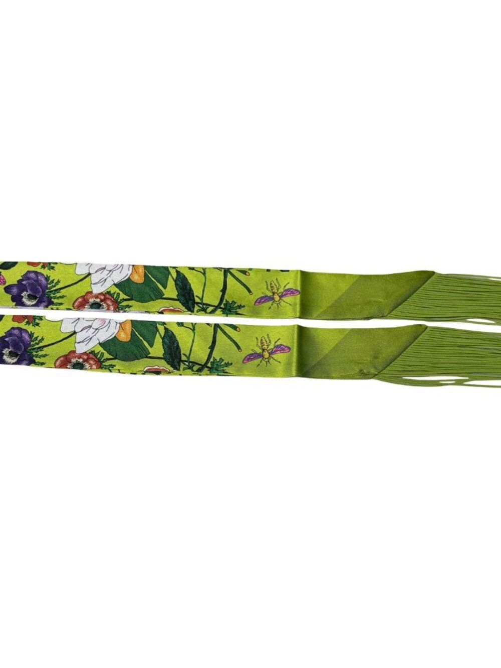 Vibrant Green Print Fringe Handbag Wrap Scarf Purse Accessory - Picture 4 of 6